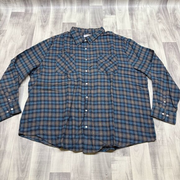 Haband Other - ✅ Mens 3X VTG Haband Casual Joe Blue Plaid Button Up Shirt Style 14D Long Sleeve